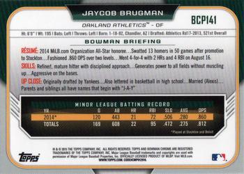 2015 Bowman - Chrome Prospects Black Wave Refractors (Asia) #BCP141 Jaycob Brugman Back