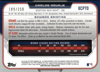 2015 Bowman - Chrome Prospects Purple Refractors #BCP70 Carlos Asuaje Back