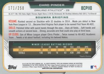 2015 Bowman - Chrome Prospects Purple Refractors #BCP110 Chad Pinder Back