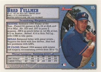 1998 Bowman #115 Brad Fullmer Back