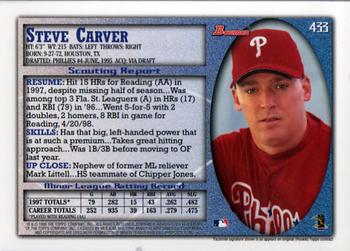 1998 Bowman #433 Steve Carver Back