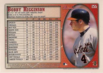 1998 Bowman #255 Bobby Higginson Back