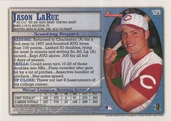 1998 Bowman #309 Jason LaRue Back