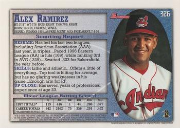 1998 Bowman #326 Alex Ramirez Back