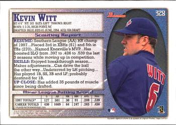 1998 Bowman #328 Kevin Witt Back
