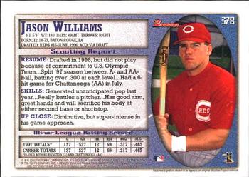 1998 Bowman #378 Jason Williams Back