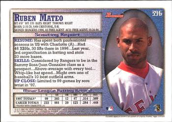1998 Bowman #396 Ruben Mateo Back