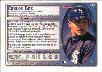1998 Bowman #428 Carlos Lee Back
