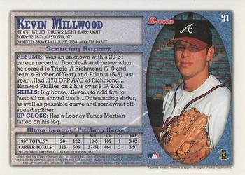 1998 Bowman #91 Kevin Millwood Back