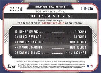 2015 Bowman - The Farm's Finest Minis Autographs Gold Shimmer #FFM-BSW Blake Swihart Back