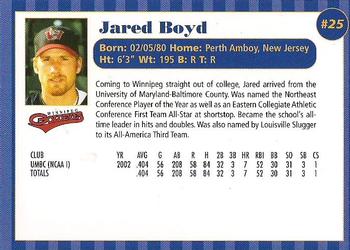 2002 Winnipeg Goldeyes #NNO Jared Boyd Back