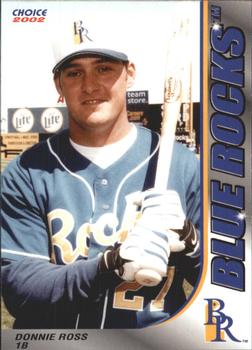 2002 Choice Wilmington Blue Rocks #20 Donnie Ross Front