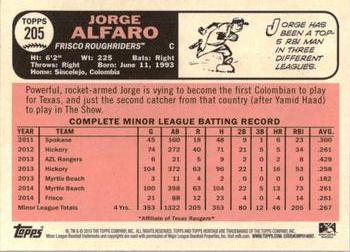 2015 Topps Heritage Minor League #205 Jorge Alfaro Back