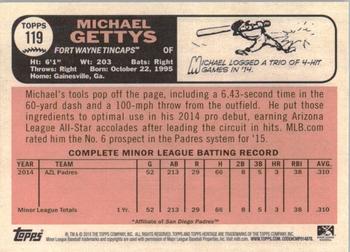 2015 Topps Heritage Minor League #119 Michael Gettys Back