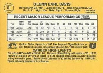 1987 Donruss #61 Glenn Davis Back