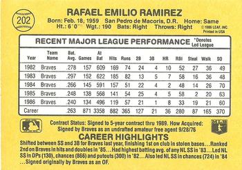 1987 Donruss #202 Rafael Ramirez Back