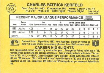 1987 Donruss #209 Charlie Kerfeld Back