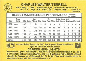 1987 Donruss #275 Walt Terrell Back