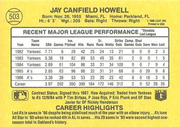 1987 Donruss #503 Jay Howell Back