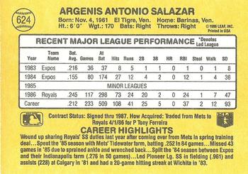 1987 Donruss #624 Angel Salazar Back