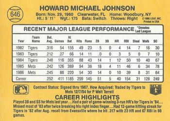 1987 Donruss #646 Howard Johnson Back