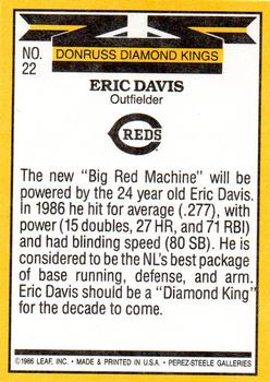 1987 Donruss #22 Eric Davis Back