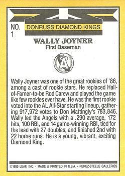 1987 Donruss #1 Wally Joyner Back
