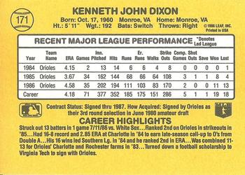 1987 Donruss #171 Ken Dixon Back