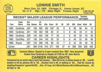 1987 Donruss #225 Lonnie Smith Back