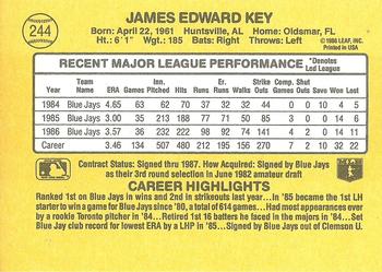 1987 Donruss #244 Jimmy Key Back