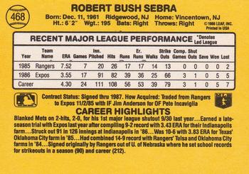 1987 Donruss #468 Bob Sebra Back