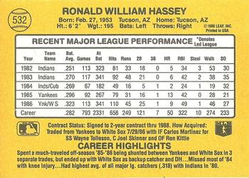 1987 Donruss #532 Ron Hassey Back