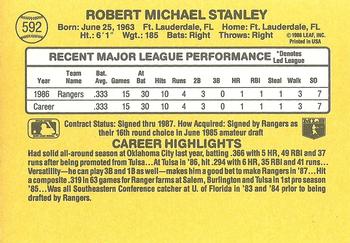 1987 Donruss #592 Mike Stanley Back