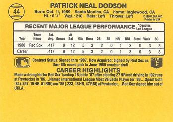 1987 Donruss #44 Pat Dodson Back