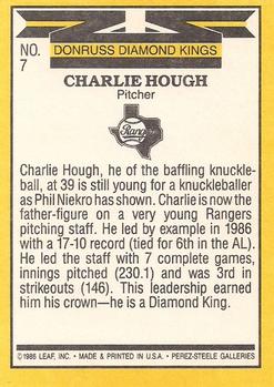 1987 Donruss #7 Charlie Hough Back