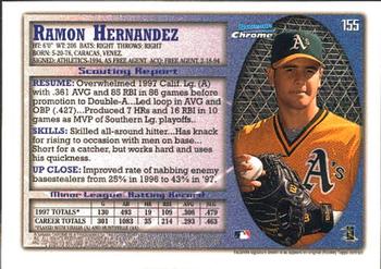 1998 Bowman Chrome #155 Ramon Hernandez Back