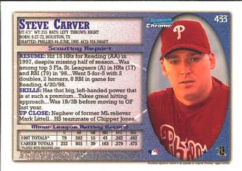 1998 Bowman Chrome #433 Steve Carver Back