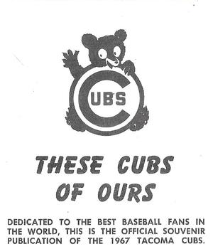 1967 Tacoma Cubs #NNO Bob Scott Back