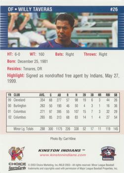 2003 Choice Kinston Indians #26 Willy Taveras Back