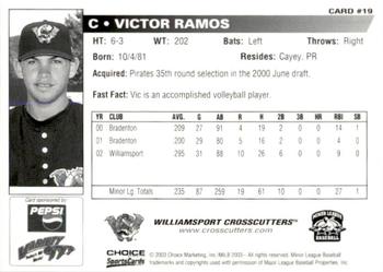 2003 Choice Williamsport Crosscutters #19 Victor Ramos Back