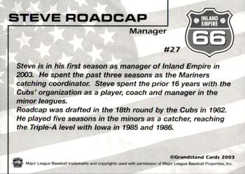 2003 Grandstand Inland Empire 66ers #NNO Steve Roadcap Back