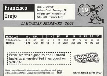 2003 Grandstand Lancaster JetHawks #19 Francisco Trejo Back