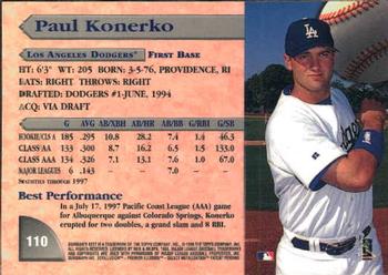 1998 Bowman's Best #110 Paul Konerko Back
