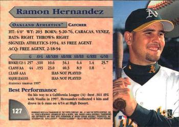 1998 Bowman's Best #127 Ramon Hernandez Back