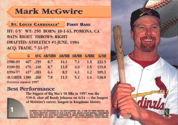 1998 Bowman's Best #1 Mark McGwire Back