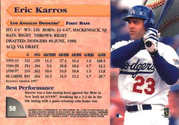 1998 Bowman's Best #58 Eric Karros Back