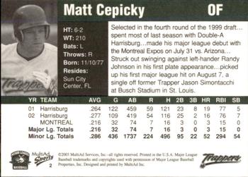 2003 MultiAd Edmonton Trappers #2 Matt Cepicky Back