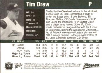 2003 MultiAd Edmonton Trappers #8 Tim Drew Back