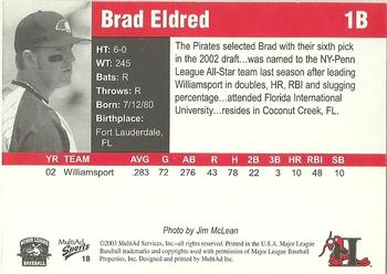 2003 MultiAd Hickory Crawdads Update #18 Brad Eldred Back
