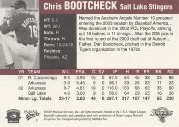 2003 MultiAd Pacific Coast League Top Prospects #6 Chris Bootcheck Back